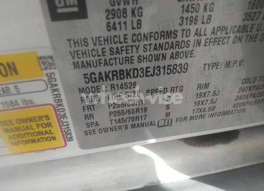 Photo 9 of 2014 Buick Enclave LEATHER (VIN 5GAKRBKD3EJ315839)