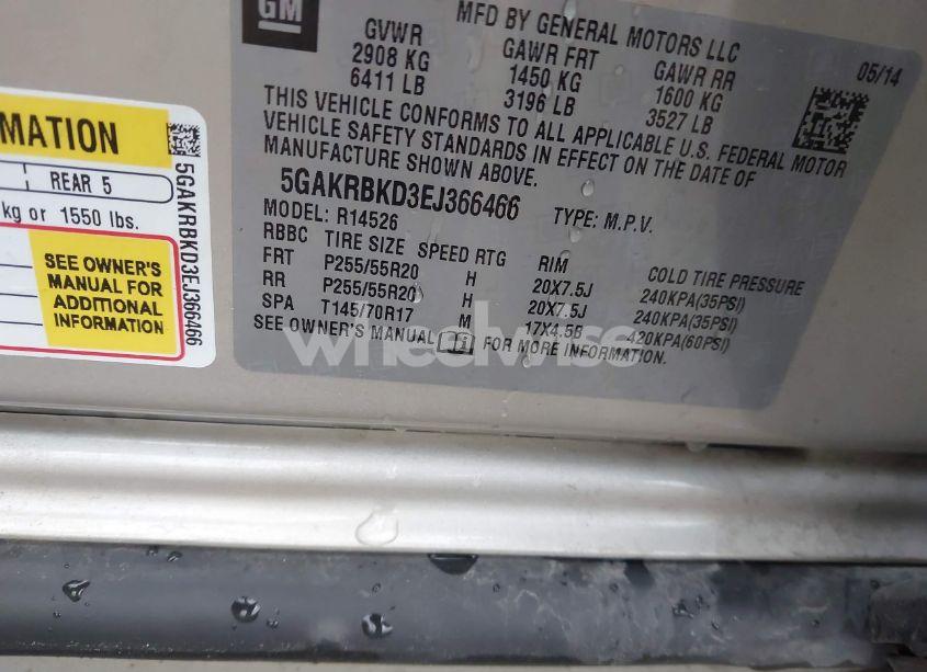 Photo 9 of 2014 Buick Enclave LEATHER (VIN 5GAKRBKD3EJ366466)