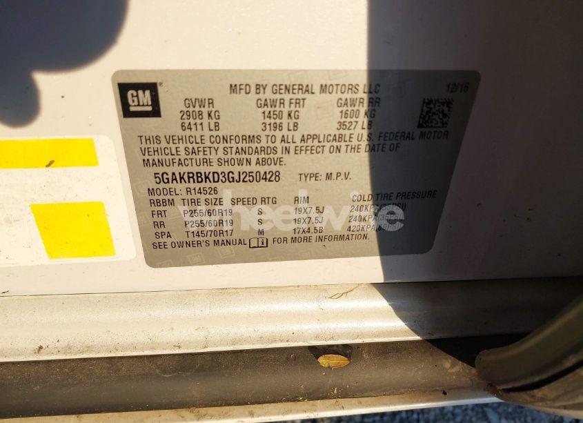 Photo 9 of 2016 Buick Enclave LEATHER (VIN 5GAKRBKD3GJ250428)