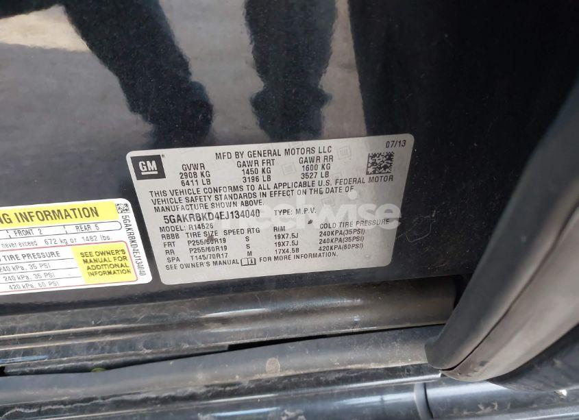 Photo 9 of 2014 Buick Enclave LEATHER (VIN 5GAKRBKD4EJ134040)