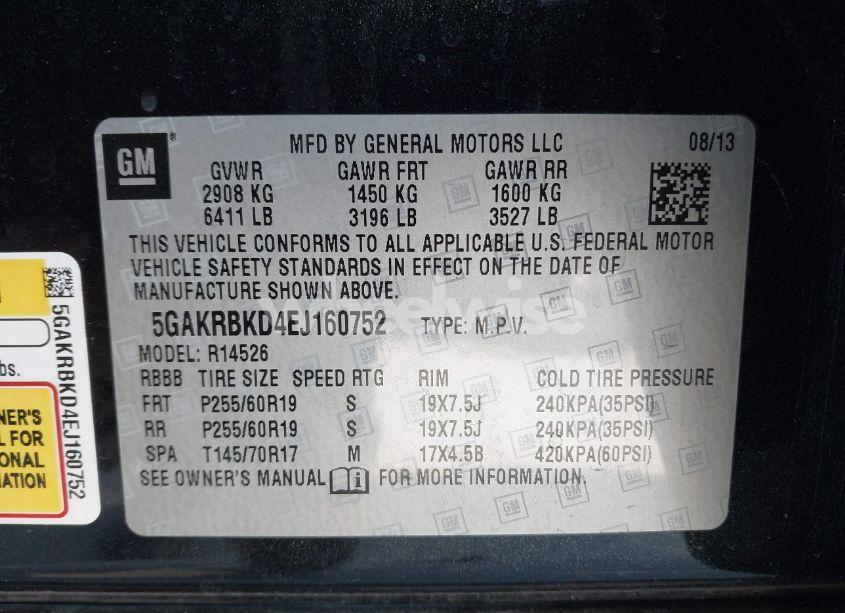 Photo 9 of 2014 Buick Enclave LEATHER (VIN 5GAKRBKD4EJ160752)