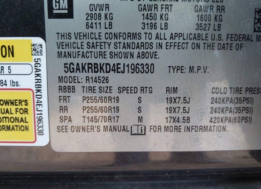 Photo 9 of 2014 Buick Enclave LEATHER (VIN 5GAKRBKD4EJ196330)