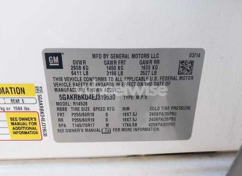 Photo 9 of 2014 Buick Enclave LEATHER (VIN 5GAKRBKD4EJ319530)