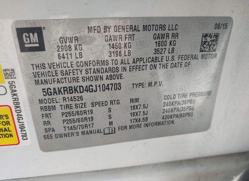 Photo 9 of 2016 Buick Enclave LEATHER (VIN 5GAKRBKD4GJ104703)