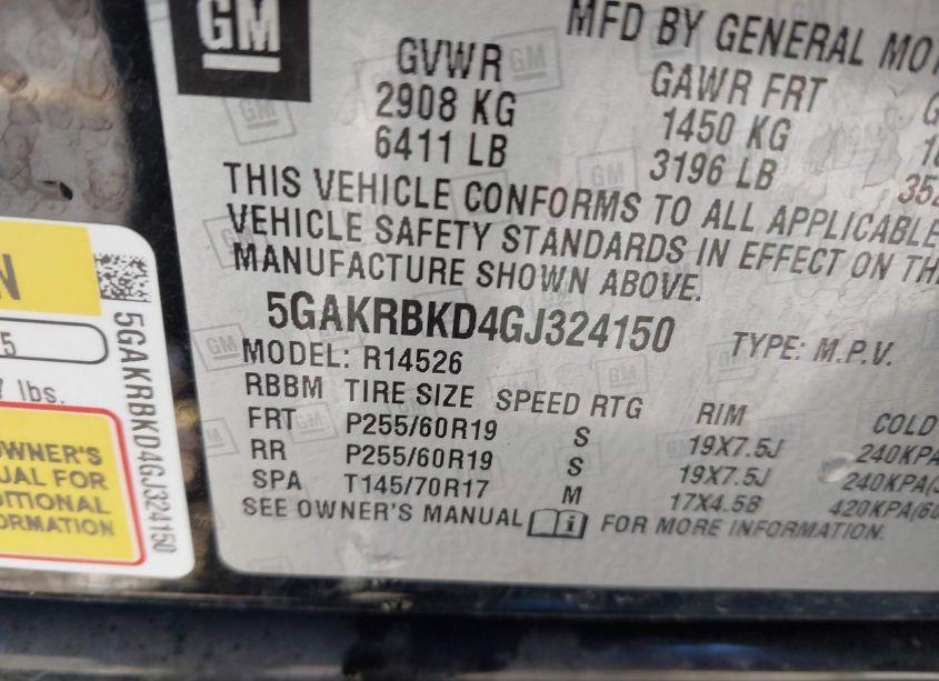 Photo 9 of 2016 Buick Enclave LEATHER (VIN 5GAKRBKD4GJ324150)