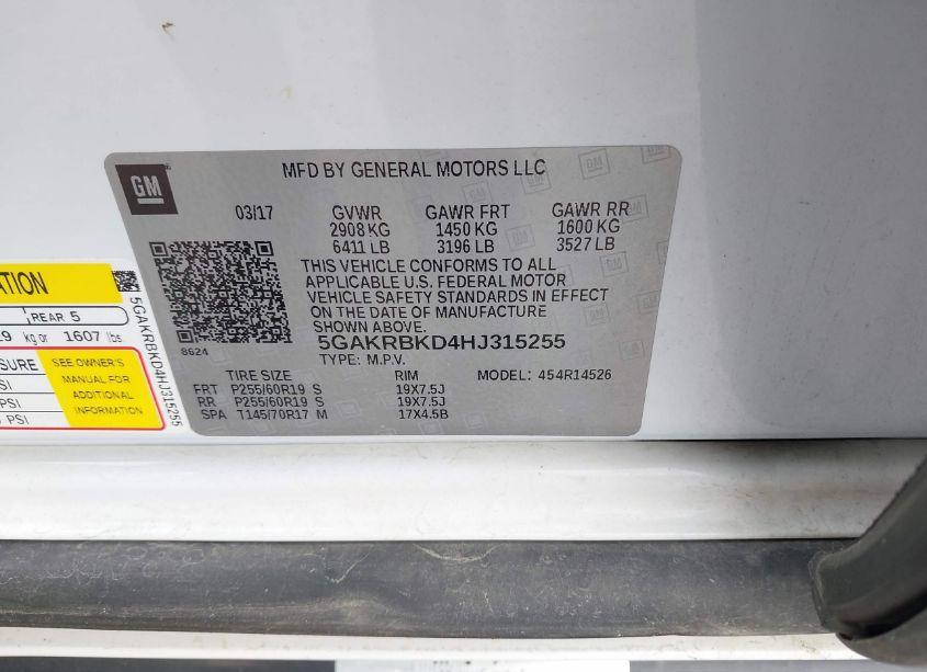 Photo 9 of 2017 Buick Enclave LEATHER (VIN 5GAKRBKD4HJ315255)