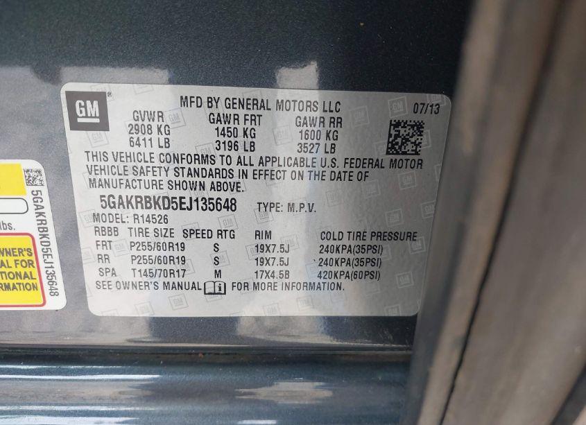 Photo 9 of 2014 Buick Enclave LEATHER (VIN 5GAKRBKD5EJ135648)