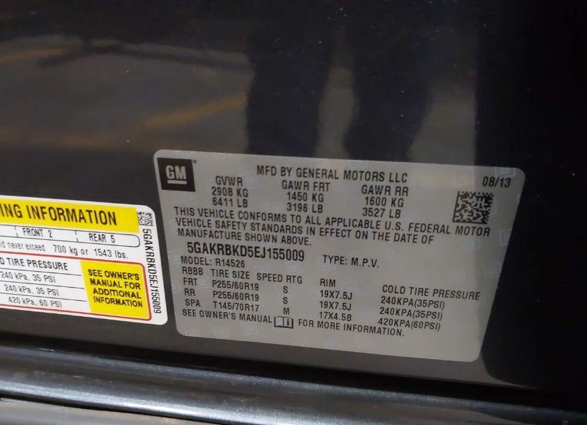 Photo 9 of 2014 Buick Enclave LEATHER (VIN 5GAKRBKD5EJ155009)