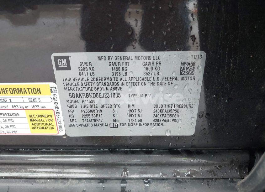 Photo 9 of 2014 Buick Enclave LEATHER (VIN 5GAKRBKD5EJ231005)