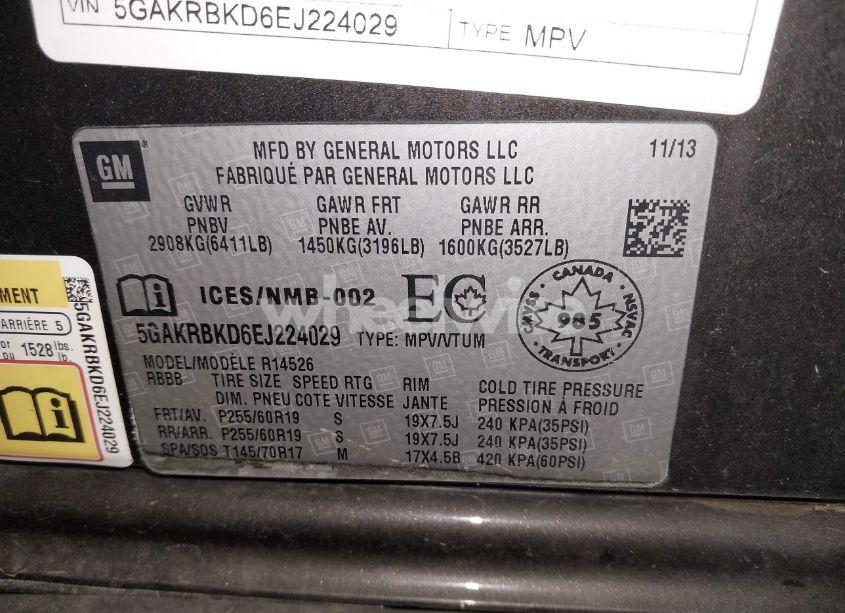 Photo 9 of 2014 Buick Enclave LEATHER (VIN 5GAKRBKD6EJ224029)