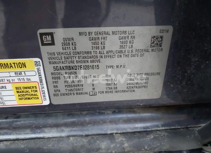 Photo 9 of 2014 Buick Enclave LEATHER (VIN 5GAKRBKD7EJ281615)