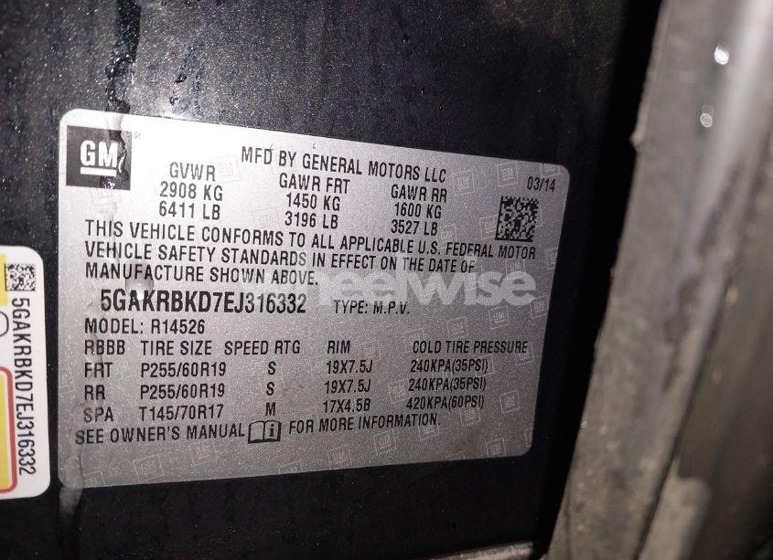 Photo 9 of 2014 Buick Enclave LEATHER (VIN 5GAKRBKD7EJ316332)