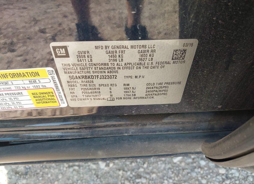 Photo 9 of 2015 Buick Enclave LEATHER (VIN 5GAKRBKD7FJ323072)