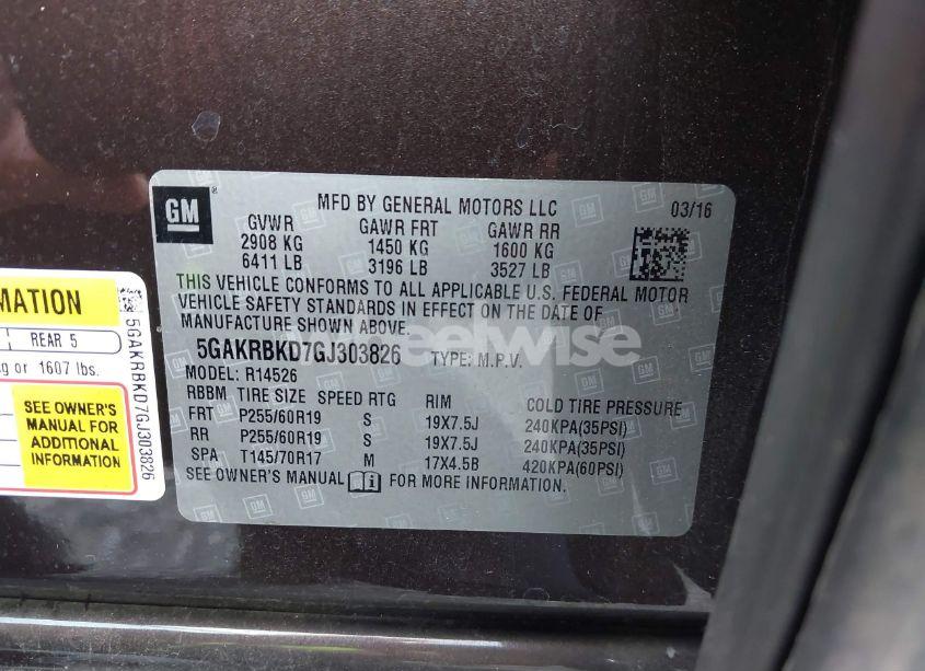 Photo 9 of 2016 Buick Enclave LEATHER (VIN 5GAKRBKD7GJ303826)