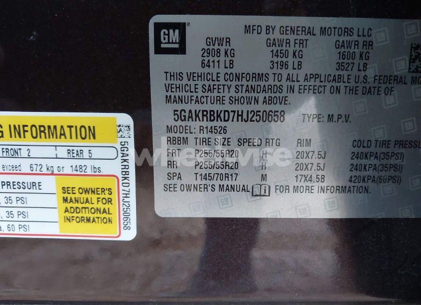 Photo 9 of 2017 Buick Enclave LEATHER (VIN 5GAKRBKD7HJ250658)