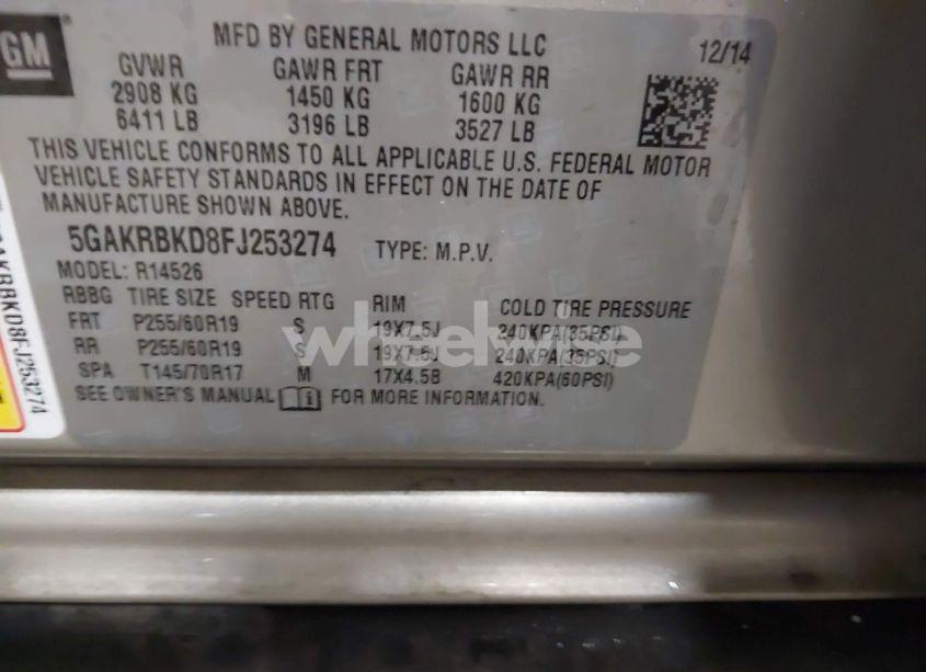 Photo 9 of 2015 Buick Enclave LEATHER (VIN 5GAKRBKD8FJ253274)