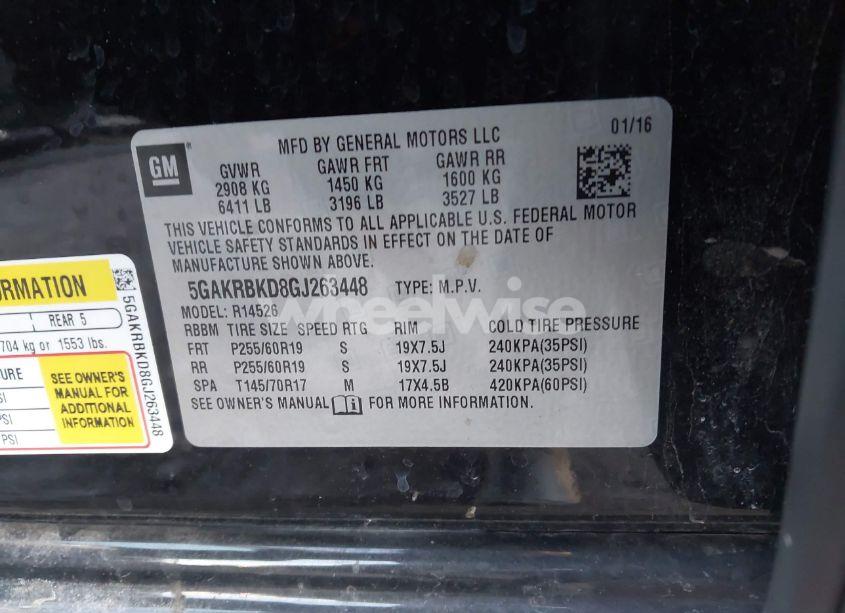 Photo 9 of 2016 Buick Enclave LEATHER (VIN 5GAKRBKD8GJ263448)