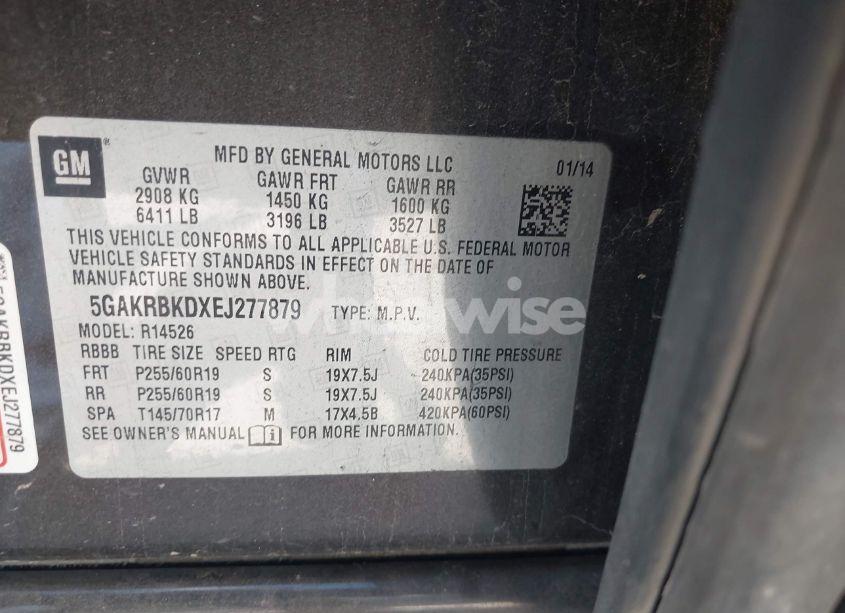 Photo 9 of 2014 Buick Enclave LEATHER (VIN 5GAKRBKDXEJ277879)