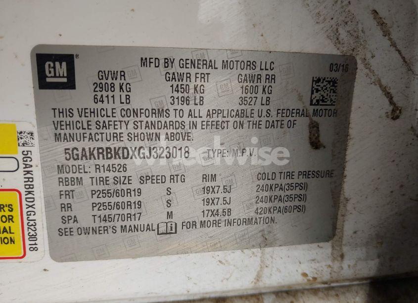 Photo 9 of 2016 Buick Enclave LEATHER (VIN 5GAKRBKDXGJ323018)