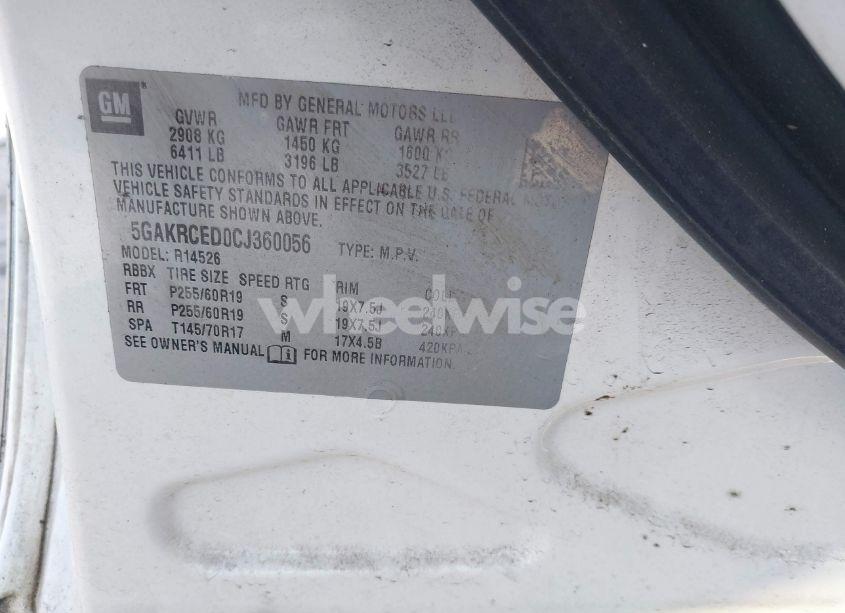 Photo 9 of 2012 Buick Enclave LEATHER (VIN 5GAKRCED0CJ360056)