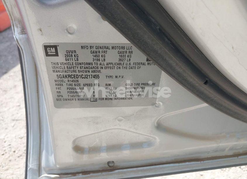 Photo 9 of 2012 Buick Enclave LEATHER (VIN 5GAKRCED1CJ217455)