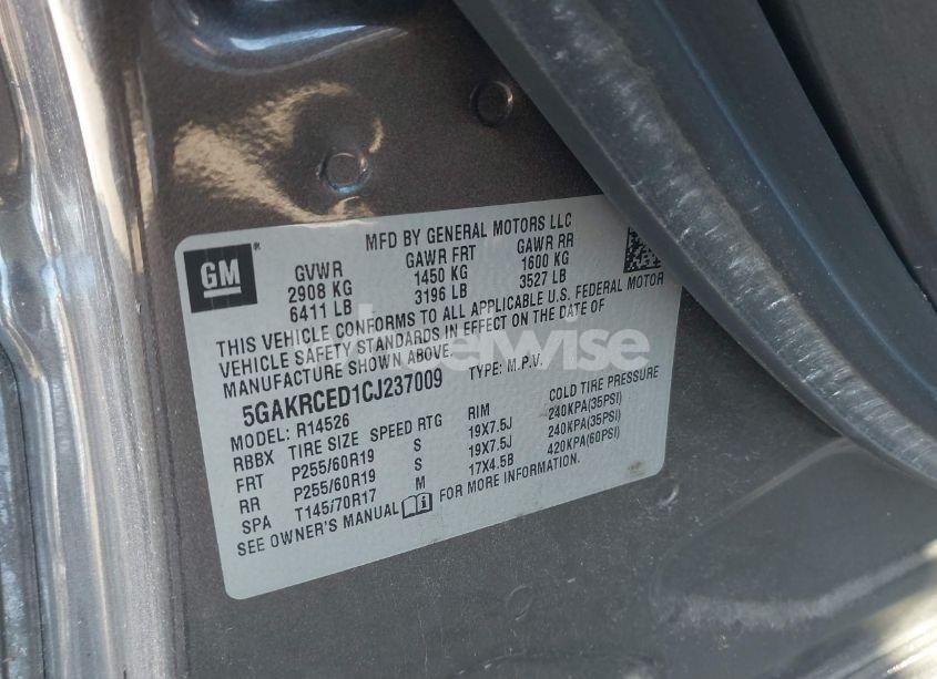 Photo 9 of 2012 Buick Enclave LEATHER (VIN 5GAKRCED1CJ237009)