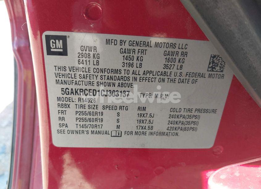 Photo 9 of 2012 Buick Enclave LEATHER (VIN 5GAKRCED1CJ303137)