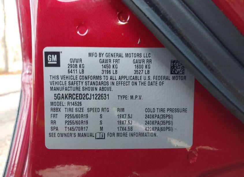 Photo 9 of 2012 Buick Enclave LEATHER (VIN 5GAKRCED2CJ122631)