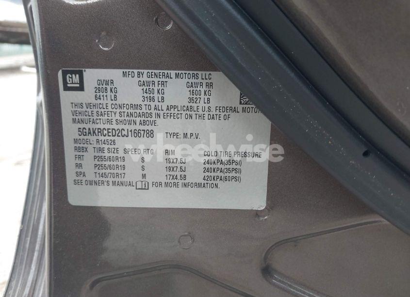 Photo 9 of 2012 Buick Enclave LEATHER (VIN 5GAKRCED2CJ166788)