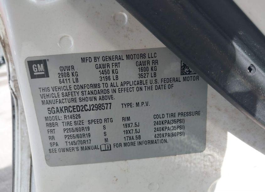 Photo 9 of 2012 Buick Enclave LEATHER (VIN 5GAKRCED2CJ298577)