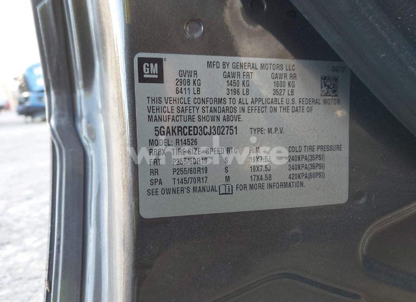 Photo 9 of 2012 Buick Enclave LEATHER (VIN 5GAKRCED3CJ302751)