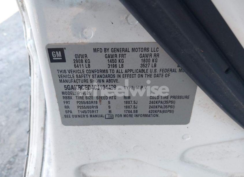 Photo 9 of 2012 Buick Enclave LEATHER (VIN 5GAKRCED4CJ104499)