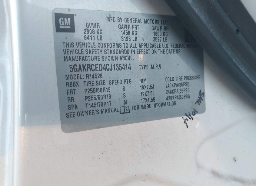 Photo 9 of 2012 Buick Enclave LEATHER (VIN 5GAKRCED4CJ135414)