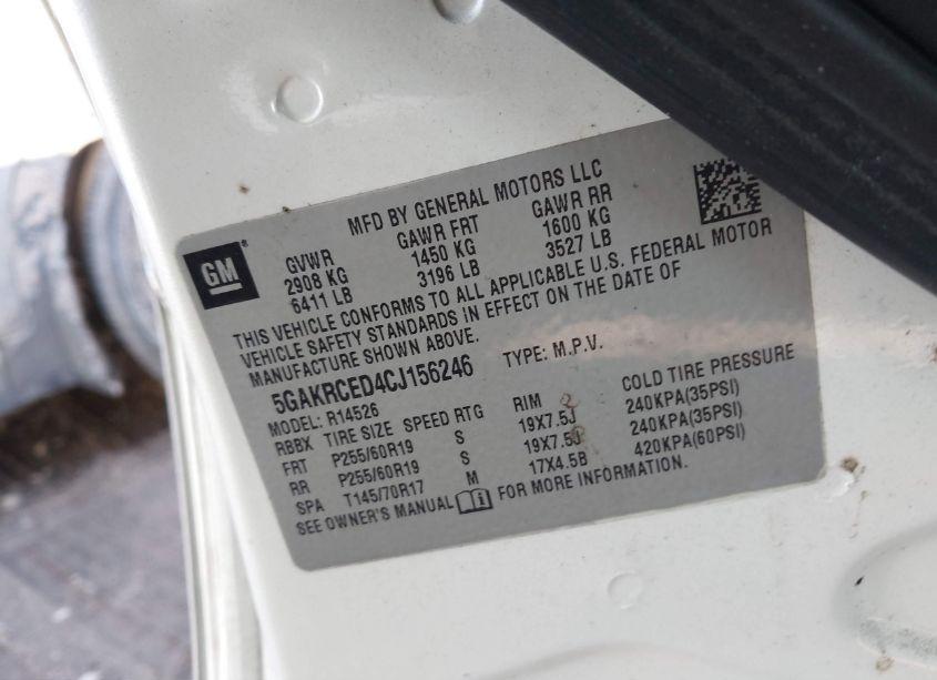 Photo 9 of 2012 Buick Enclave LEATHER (VIN 5GAKRCED4CJ156246)