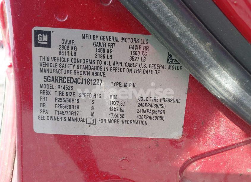 Photo 9 of 2012 Buick Enclave LEATHER (VIN 5GAKRCED4CJ181227)