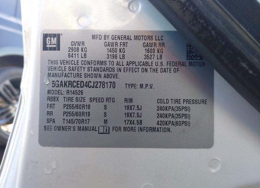 Photo 9 of 2012 Buick Enclave LEATHER (VIN 5GAKRCED4CJ278170)