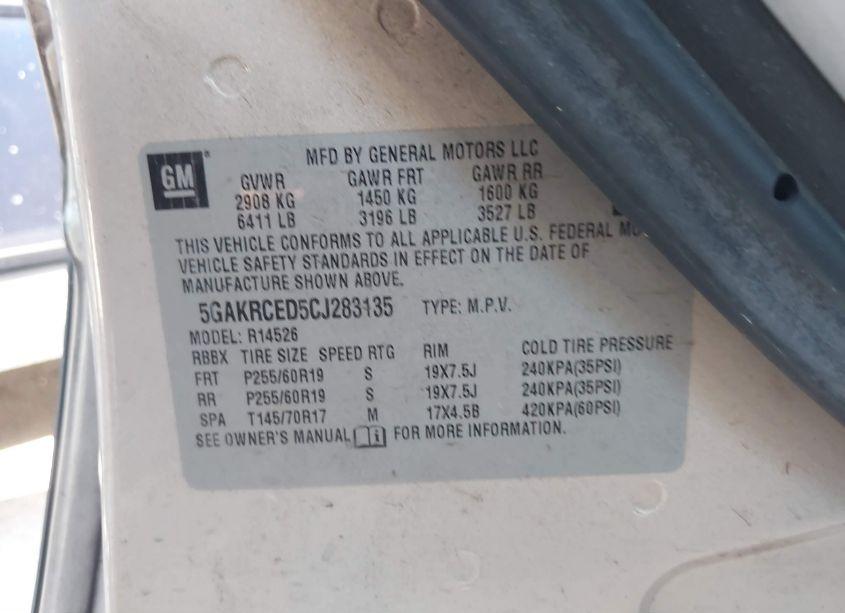 Photo 9 of 2012 Buick Enclave LEATHER (VIN 5GAKRCED5CJ283135)