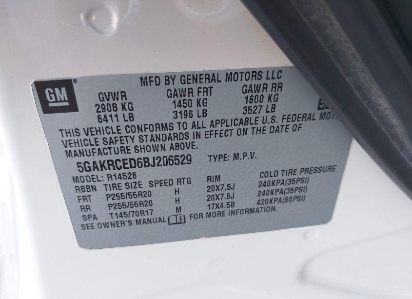 Photo 9 of 2011 Buick Enclave 2XL (VIN 5GAKRCED6BJ206529)