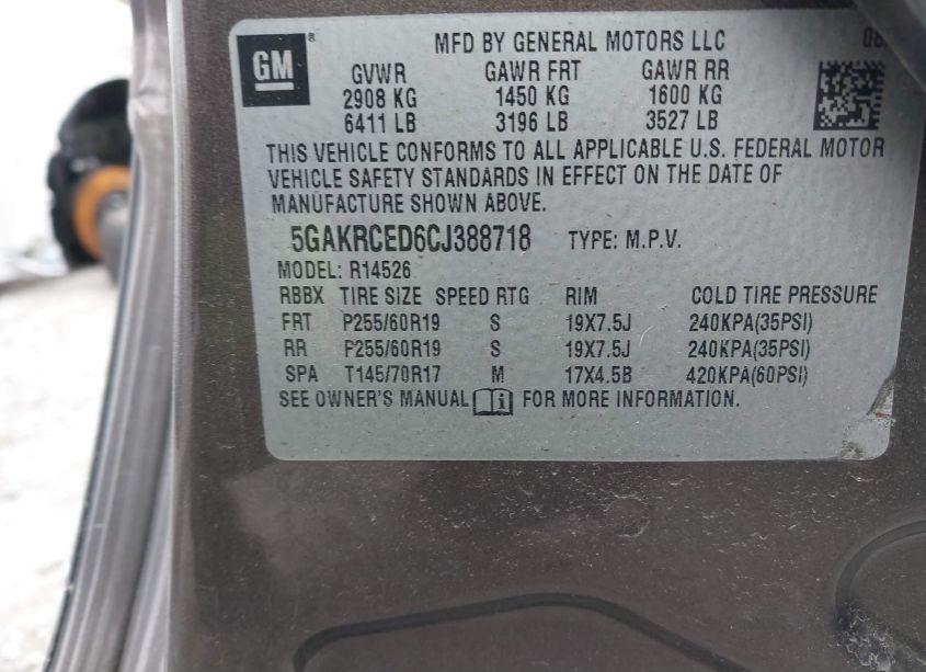 Photo 9 of 2012 Buick Enclave LEATHER (VIN 5GAKRCED6CJ388718)