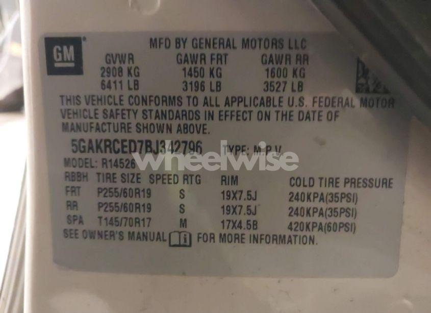 Photo 9 of 2011 Buick Enclave 2XL (VIN 5GAKRCED7BJ342796)