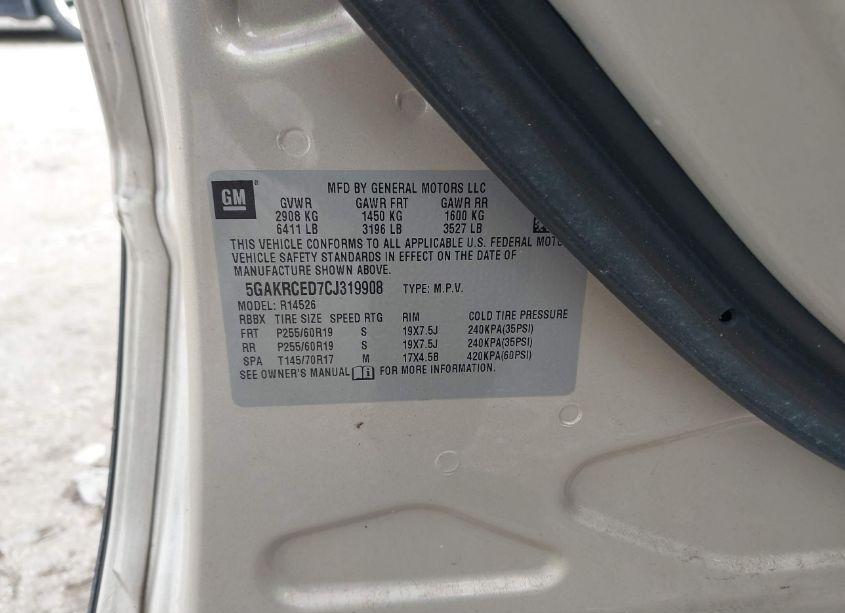 Photo 9 of 2012 Buick Enclave LEATHER (VIN 5GAKRCED7CJ319908)