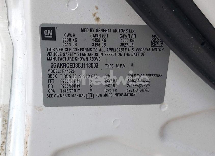 Photo 9 of 2012 Buick Enclave LEATHER (VIN 5GAKRCED8CJ118003)