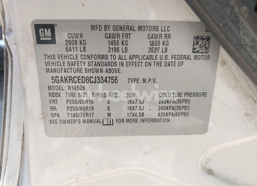 Photo 9 of 2012 Buick Enclave LEATHER (VIN 5GAKRCED8CJ334756)