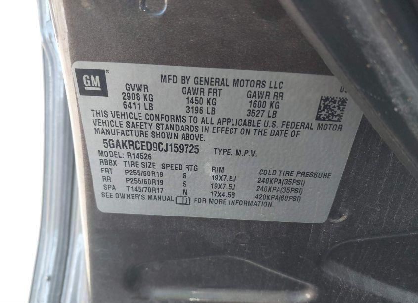 Photo 9 of 2012 Buick Enclave LEATHER (VIN 5GAKRCED9CJ159725)