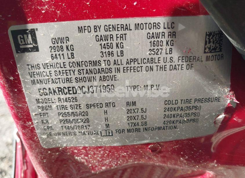 Photo 9 of 2012 Buick Enclave LEATHER (VIN 5GAKRCED9CJ371959)