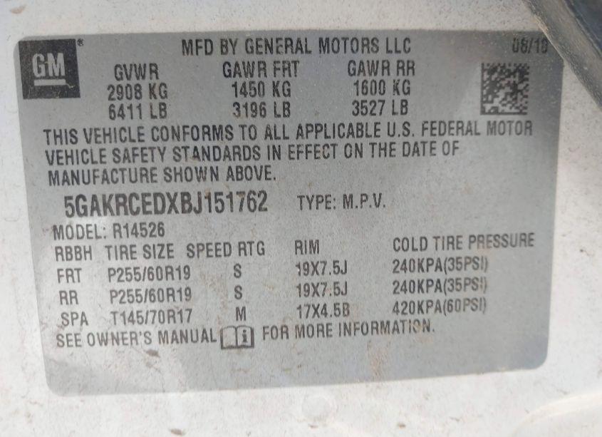 Photo 9 of 2011 Buick Enclave 2XL (VIN 5GAKRCEDXBJ151762)