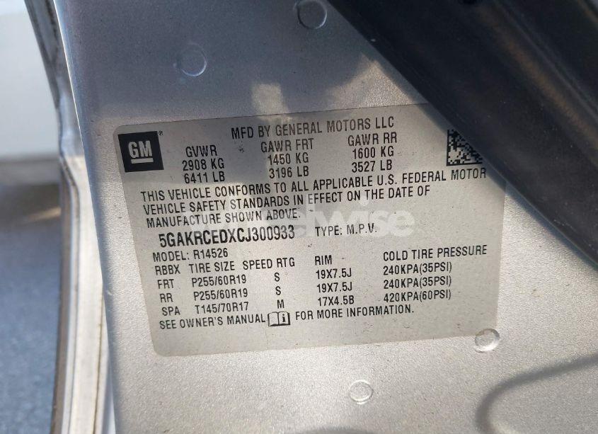 Photo 9 of 2012 Buick Enclave LEATHER (VIN 5GAKRCEDXCJ300933)