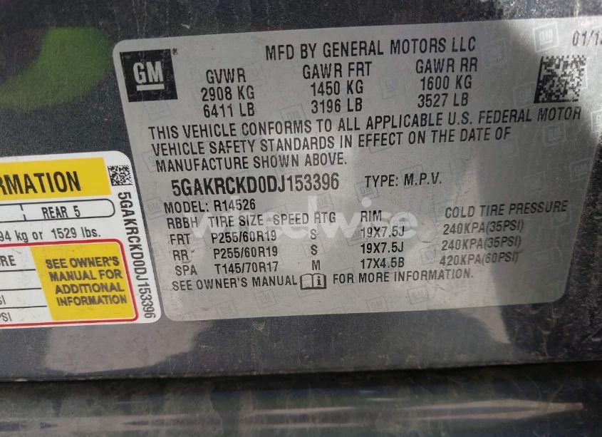 Photo 9 of 2013 Buick Enclave LEATHER (VIN 5GAKRCKD0DJ153396)