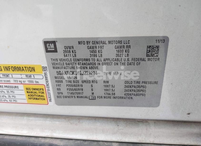 Photo 9 of 2014 Buick Enclave PREMIUM (VIN 5GAKRCKD1EJ223294)