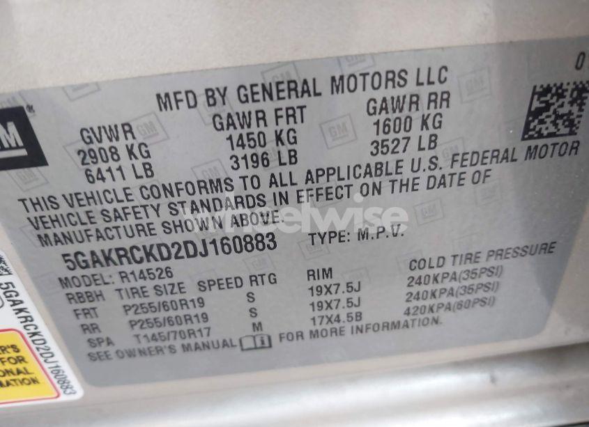 Photo 9 of 2013 Buick Enclave LEATHER (VIN 5GAKRCKD2DJ160883)